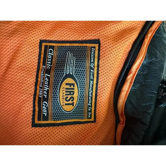 First Classics Italian Leather Gear Leather Motorcycle Jacket Size L - Picture 16 of 16